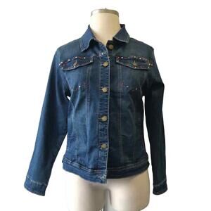Design By LaVerne Size 1X Embellished‎ Back Denim Rodeo Jacket